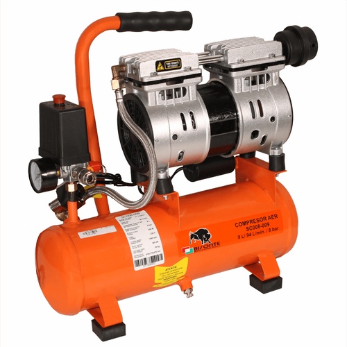 Bisonte SC008-009 direktmeghajtású, csendes, olajmentes kompresszor (8bar 9liter 550W)