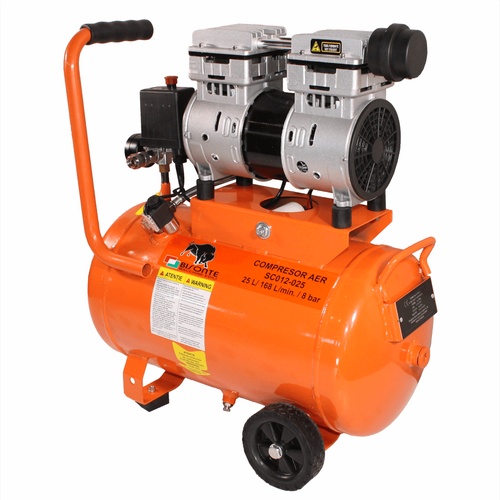 Bisonte SC012-025 direktmeghajtású, csendes, olajmentes kompresszor (8bar 25liter 850W)